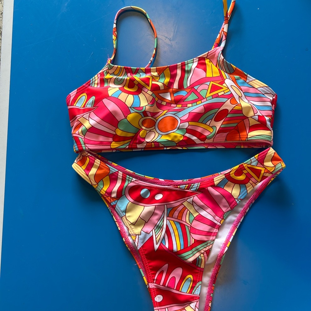 SHEIN Multicolor Abstract Bikini